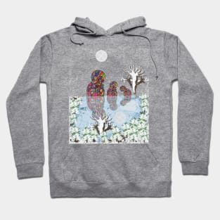 a snowing night in the cold winter Hoodie